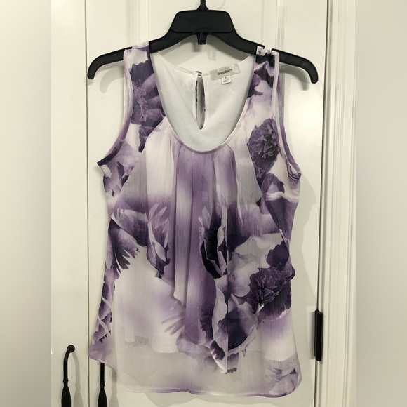 DRESS BARN (M) lavender floral blouse - Picture 2 of 10